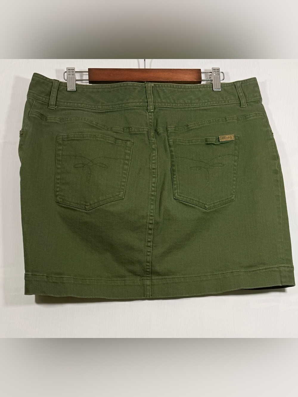 Chaps Olive Utility Mini Skirt - Picture 2 of 8